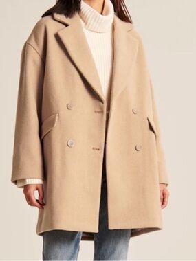 Abercrombie & Fitch Women's Oversized Wool Blend Coat in Camel Sz XS (fits M)